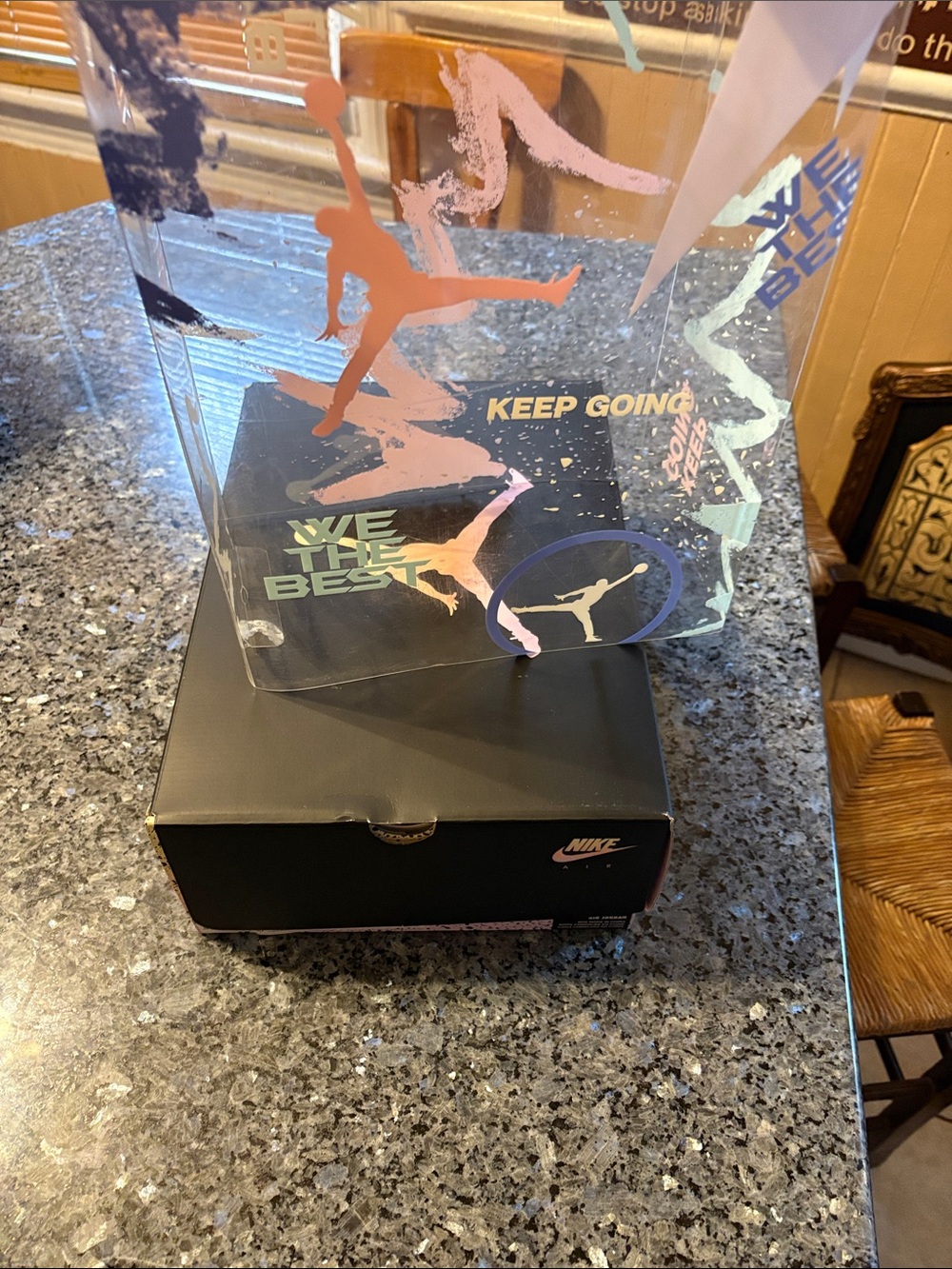 Nike Transparent VR/AR Display Panel with Pink and Gold Graphics